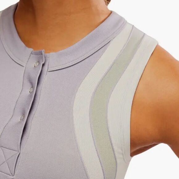 NWOT Free People Free Kick Crop Henley Lavender  Sleeveless Muscle Top XS/S - Picture 3 of 10